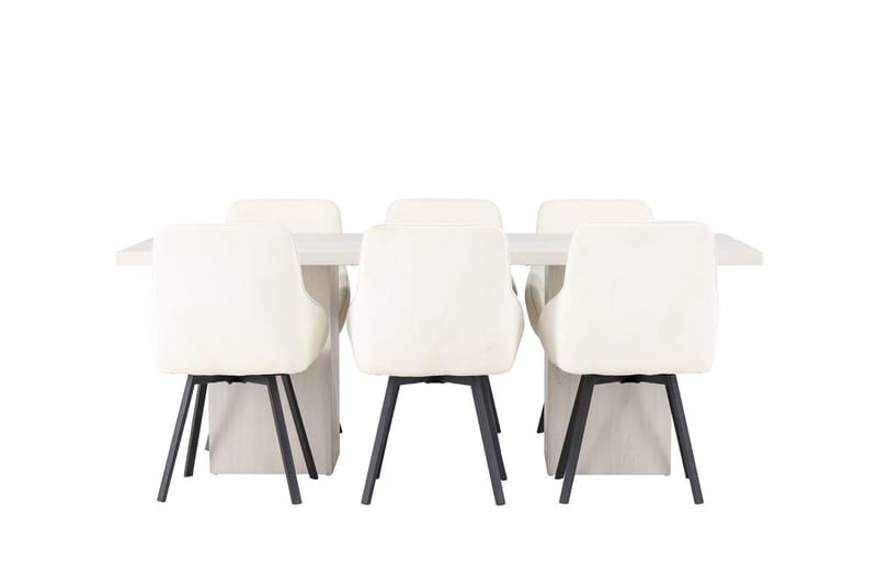 Rektangulär matgrupp Venture Home Beige Vit 6st - Møbler - Bord - Spisegruppe