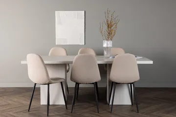 Rektangulär matgrupp Venture Home Beige Vit 6st - Møbler - Bord - Spisegruppe