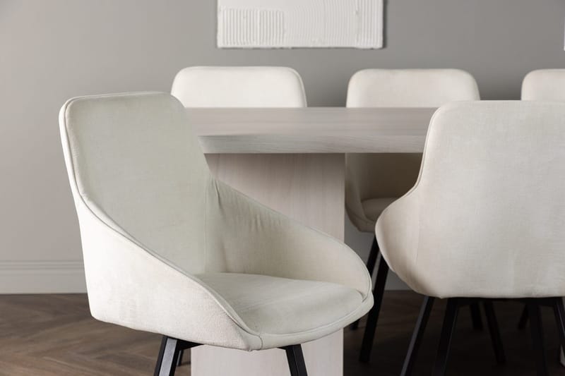 Rektangulär matgrupp Venture Home Beige Vit 6st - Møbler - Bord - Spisegruppe