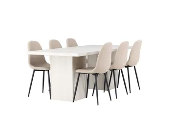 Rektangul är matgrupp Venture Home Beige Vit 6st - Møbler - Bord - Spisegruppe