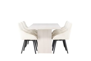 Rektangulär matgrupp Venture Home Beige Vit 6st - Møbler - Bord - Spisegruppe