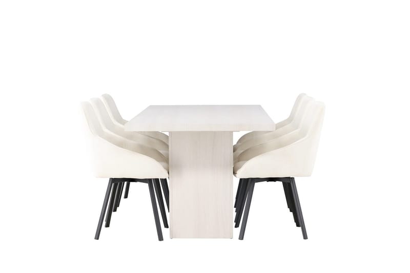 Rektangulär matgrupp Venture Home Beige Vit 6st - Møbler - Bord - Spisegruppe