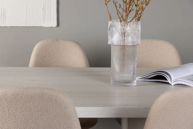 Rektangulär matgrupp Venture Home Beige Vit 6st - Møbler - Bord - Spisegruppe