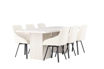 Rektangul är matgrupp Venture Home Beige Vit 6st - Møbler - Bord - Spisegruppe