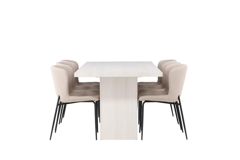 Rektangulär matgrupp Venture Home Beige Vit 6st - Møbler - Bord - Spisegruppe