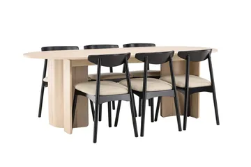 Rektangulär matgrupp Venture Home Beige - Møbler - Bord - Spisegruppe
