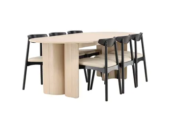 Rektangulär matgrupp Venture Home Beige - Møbler - Bord - Spisegruppe