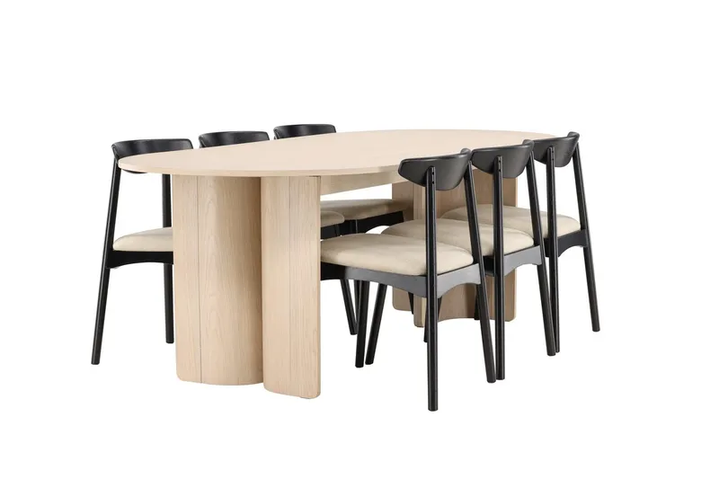 Rektangulär matgrupp Venture Home Beige - Møbler - Bord - Spisegruppe