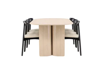 Rektangulär matgrupp Venture Home Beige - Møbler - Bord - Spisegruppe