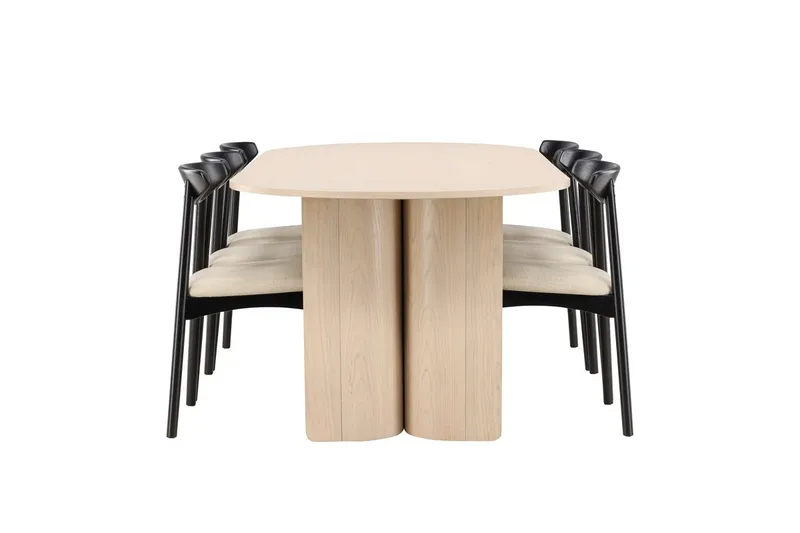 Rektangulär matgrupp Venture Home Beige - Møbler - Bord - Spisegruppe