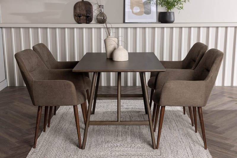 Rektangulär matgrupp Venture Home Brun Mörkbrun 4st, Mørkebrun