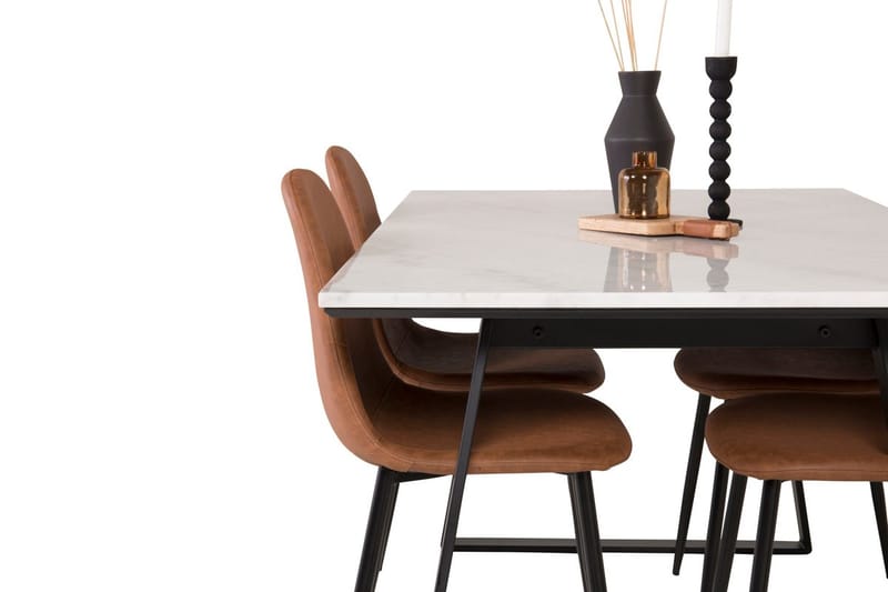 Rektangulär matgrupp Venture Home Brun Svart 4st - Møbler - Bord - Spisegruppe