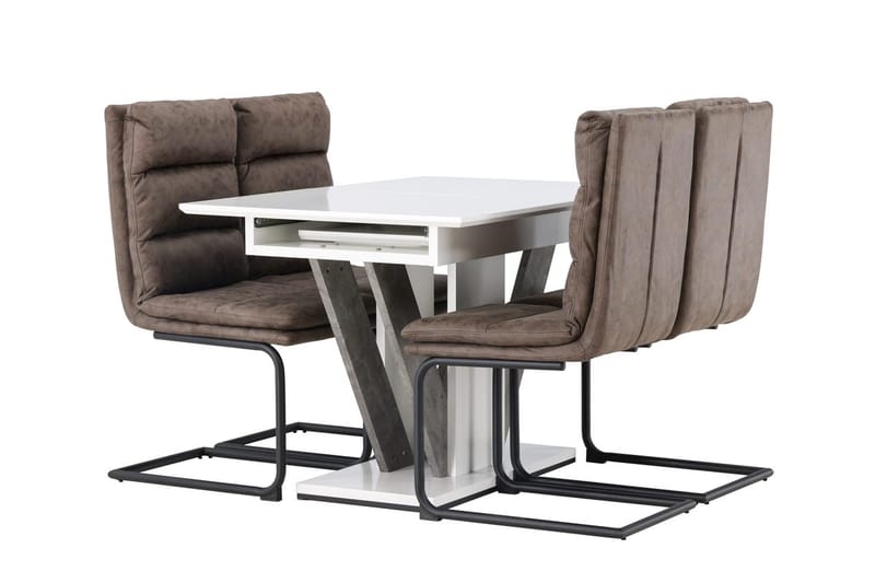 Rektangulär matgrupp Venture Home Brun Vit 4st - Møbler - Bord - Spisegruppe