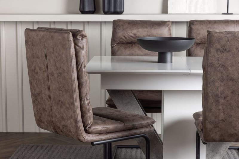 Rektangulär matgrupp Venture Home Brun Vit 4st - Møbler - Bord - Spisegruppe