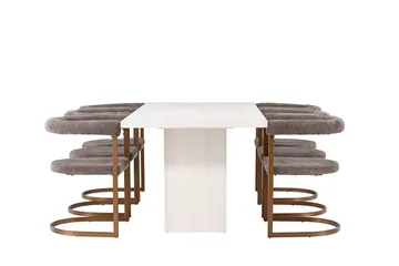 Rektangulär matgrupp Venture Home Brun Vit 6st - Møbler - Bord - Spisegruppe