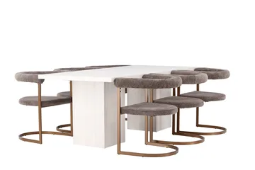 Rektangulär matgrupp Venture Home Brun Vit 6st - Møbler - Bord - Spisegruppe