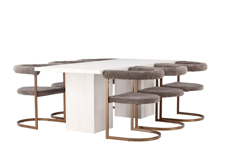 Rektangulär matgrupp Venture Home Brun Vit 6st - Møbler - Bord - Spisegruppe