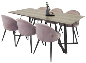 Rektangulär matgrupp Venture Home Gammelrosa Natur 6st - Møbler - Bord - Spisegruppe