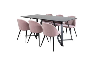 Rektangulär matgrupp Venture Home Gammelrosa Svart 6st - Møbler - Bord - Spisegruppe