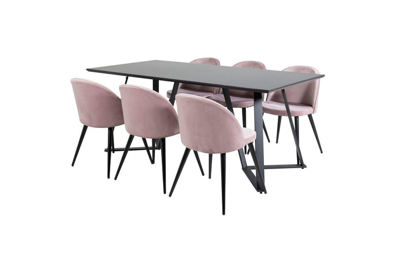 Rektangulär matgrupp Venture Home Gammelrosa Svart 6st - Møbler - Bord - Spisegruppe