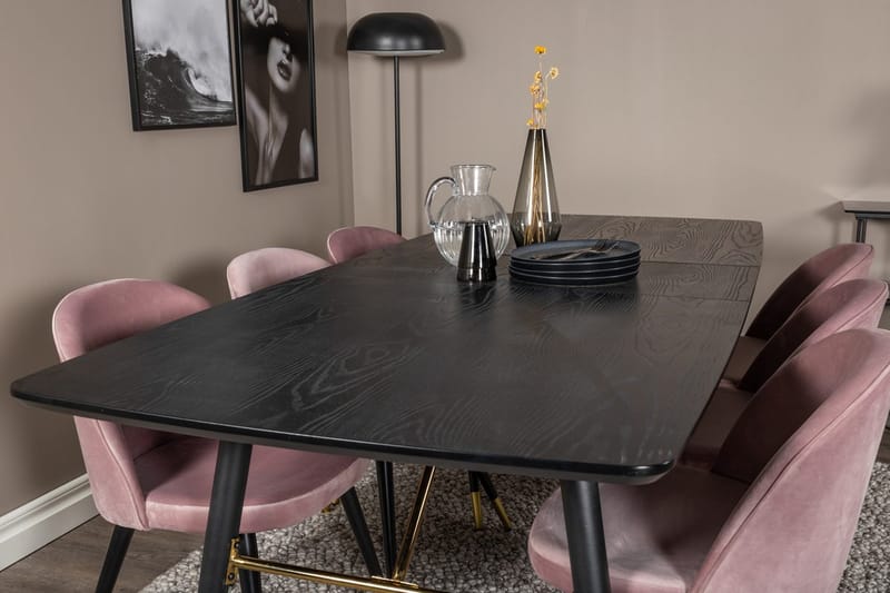 Rektangulär matgrupp Venture Home Gammelrosa Svart Mässing - Møbler - Bord - Spisegruppe