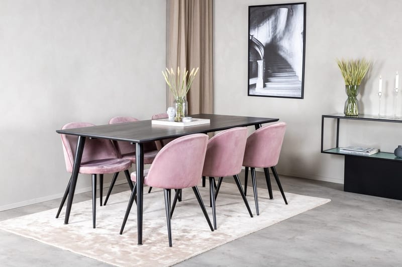 Rektangulär matgrupp Venture Home Gammelrosa Svart Svart