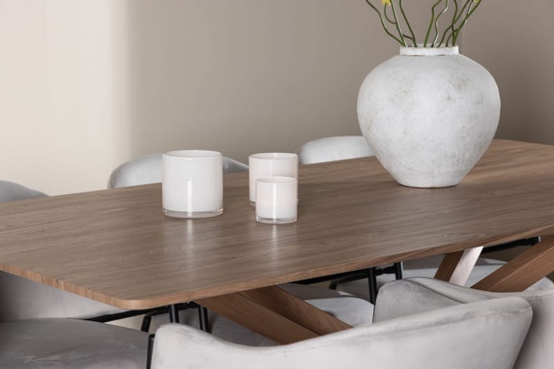 Rektangulär matgrupp Venture Home Grå Mocka 6st - Møbler - Bord - Spisegruppe
