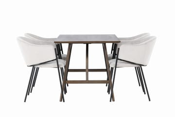 Rektangulär matgrupp Venture Home Grå Mörkbrun 4st - Møbler - Bord - Spisegruppe