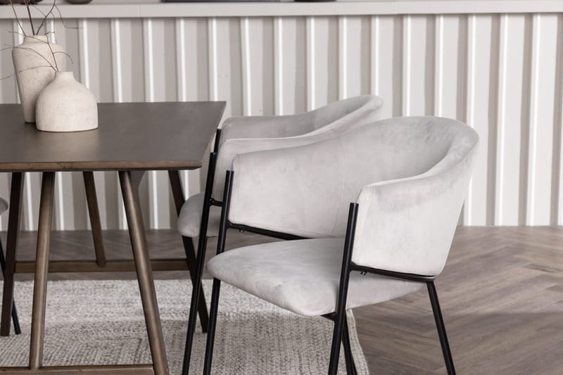 Rektangulär matgrupp Venture Home Grå Mörkbrun 4st - Møbler - Bord - Spisegruppe