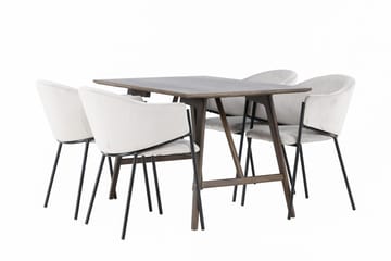 Rektangulär matgrupp Venture Home Grå Mörkbrun 4st - Møbler - Bord - Spisegruppe