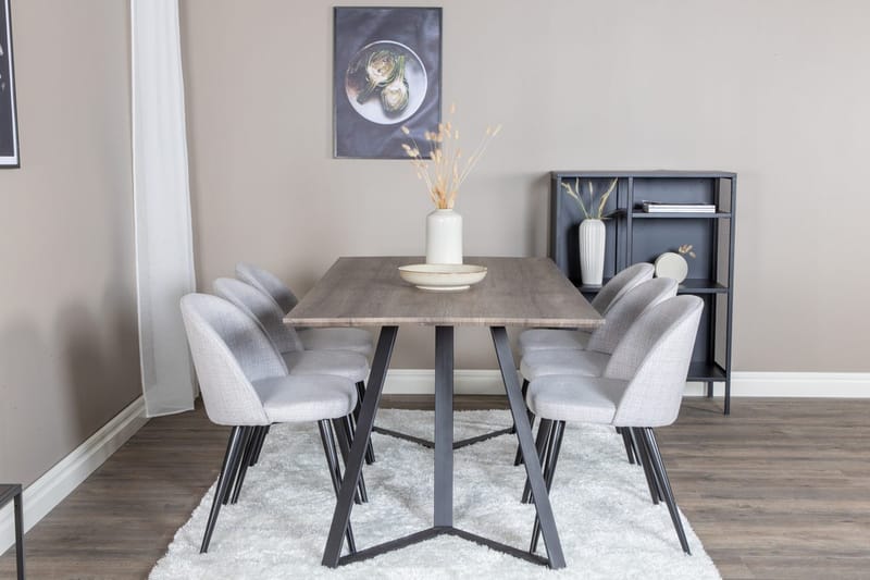 Rektangulär matgrupp Venture Home Grå Natur 6st - Møbler - Bord - Spisegruppe