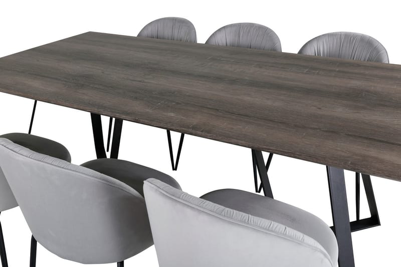 Rektangulär matgrupp Venture Home Grå Natur 6st - Møbler - Bord - Spisegruppe