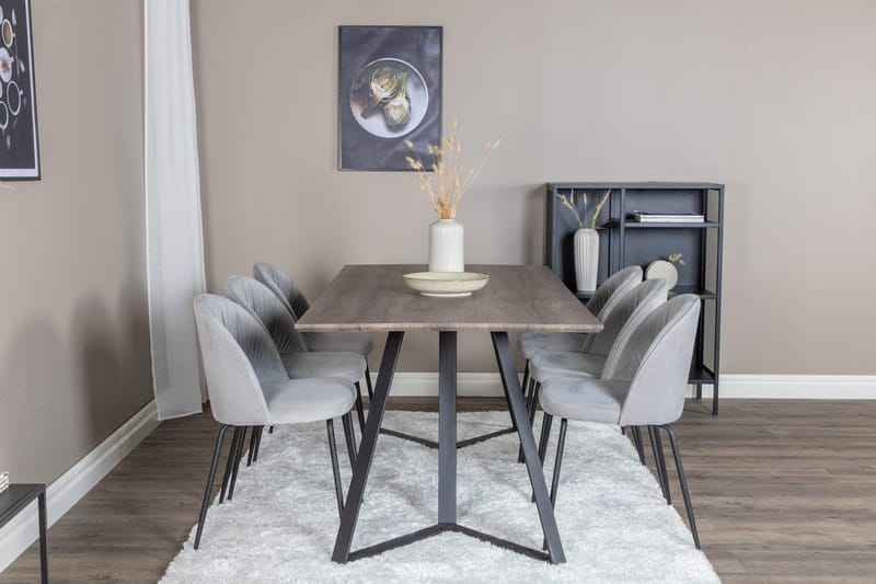 Rektangulär matgrupp Venture Home Grå Natur 6st - Møbler - Bord - Spisegruppe