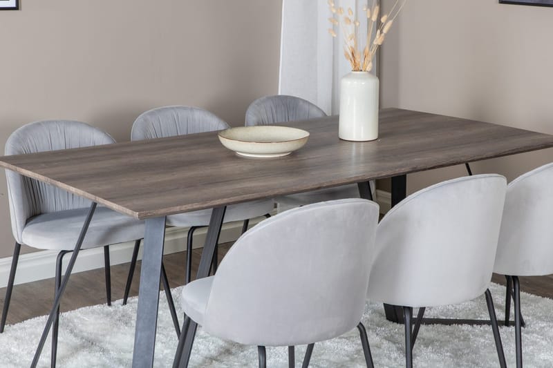 Rektangulär matgrupp Venture Home Grå Natur 6st - Møbler - Bord - Spisegruppe