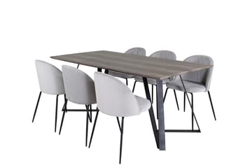 Rektangulär matgrupp Venture Home Grå Natur 6st - Møbler - Bord - Spisegruppe