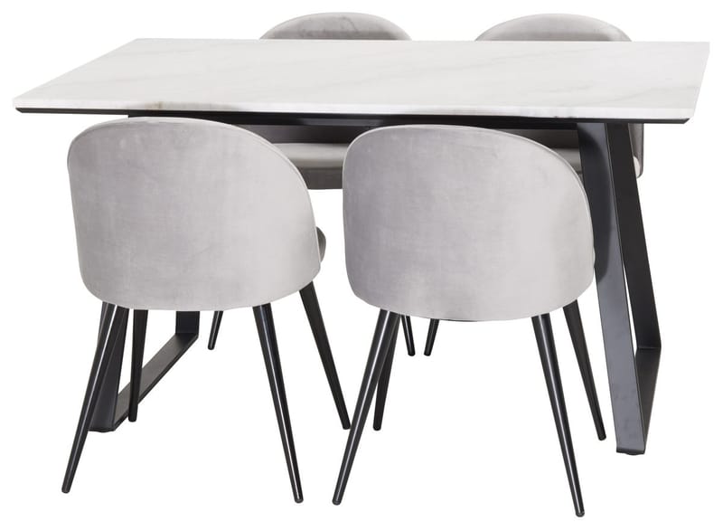Rektangulär matgrupp Venture Home Grå Svart 4st - Møbler - Bord - Spisegruppe