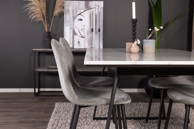 Rektangulär matgrupp Venture Home Grå Svart 4st - Møbler - Bord - Spisegruppe