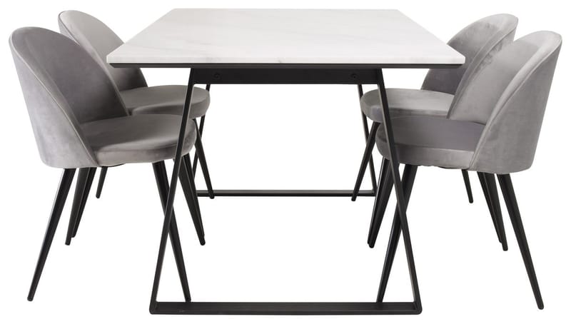 Rektangulär matgrupp Venture Home Grå Svart 4st - Møbler - Bord - Spisegruppe