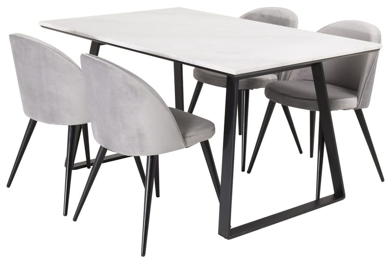 Rektangulär matgrupp Venture Home Grå Svart 4st - Møbler - Bord - Spisegruppe