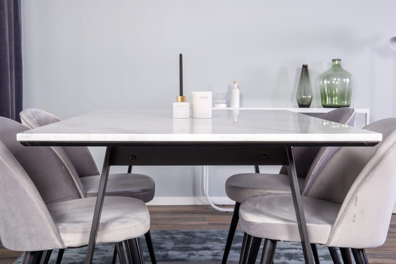 Rektangulär matgrupp Venture Home Grå Svart 4st - Møbler - Bord - Spisegruppe