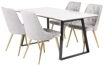 Rektangulär matgrupp Venture Home Grå Svart 4st - Møbler - Bord - Spisegruppe