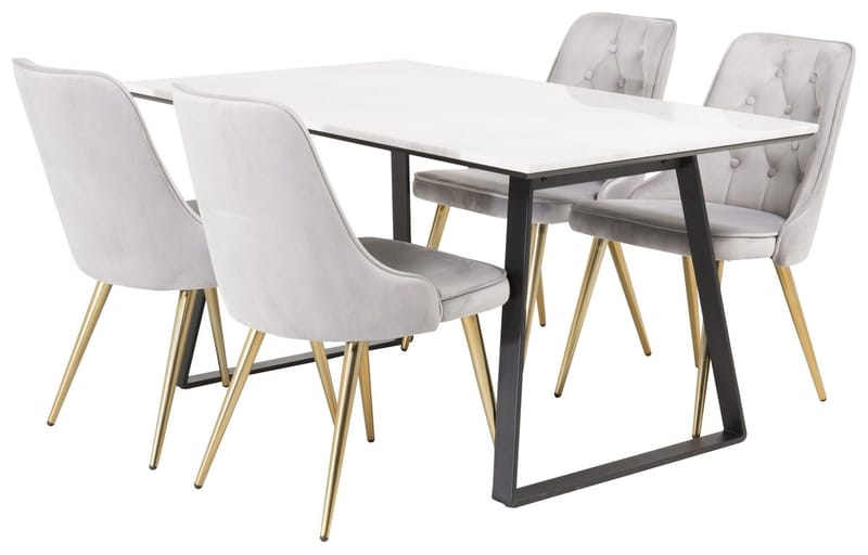 Rektangulär matgrupp Venture Home Grå Svart 4st - Møbler - Bord - Spisegruppe