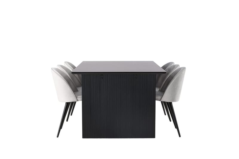 Rektangulär matgrupp Venture Home Grå Svart 6st - Møbler - Bord - Spisegruppe