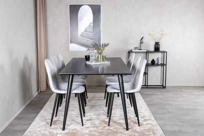 Rektangulär matgrupp Venture Home Grå Svart 6st - Møbler - Bord - Spisegruppe