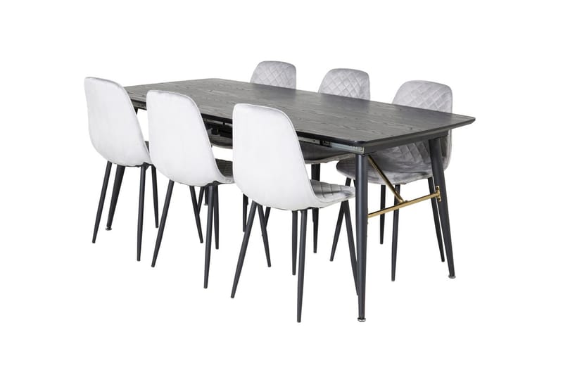 Rektangulär matgrupp Venture Home Grå Svart 6st - Møbler - Bord - Spisegruppe