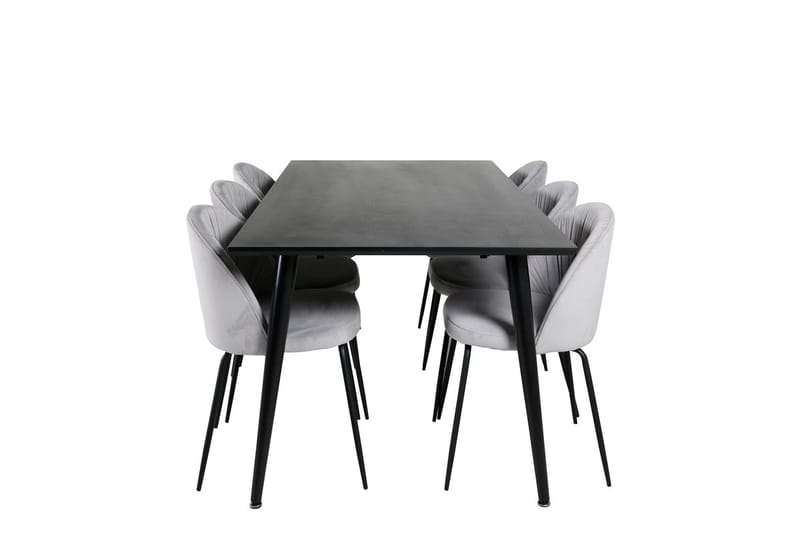 Rektangulär matgrupp Venture Home Grå Svart 6st - Møbler - Bord - Spisegruppe
