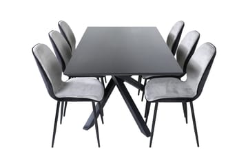 Rektangulär matgrupp Venture Home Grå Svart 6st - Møbler - Bord - Spisegruppe