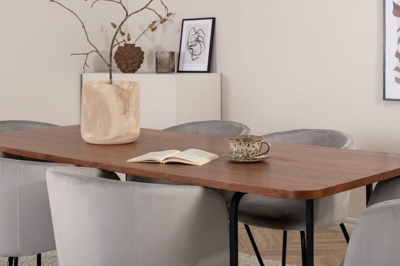 Rektangulär matgrupp Venture Home Grå Svart 6st - Møbler - Bord - Spisegruppe