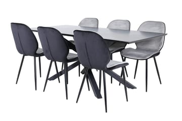 Rektangulär matgrupp Venture Home Grå Svart 6st - Møbler - Bord - Spisegruppe