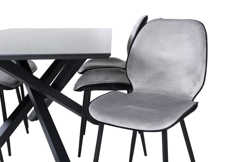 Rektangulär matgrupp Venture Home Grå Svart 6st - Møbler - Bord - Spisegruppe